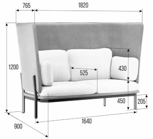 Стато Диван двухместный с высокой спинкой STA-02 1820*900*1200